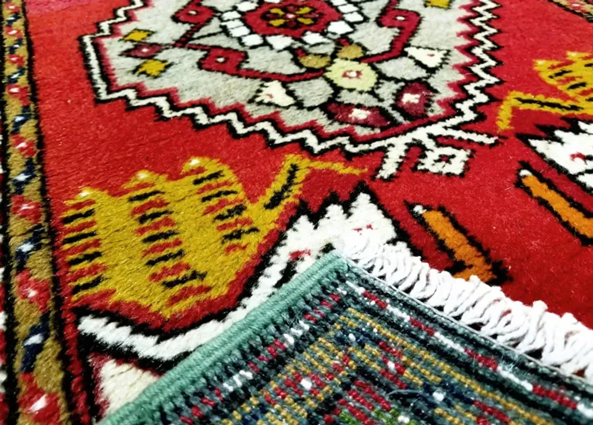 1960s Turkish Oushak Yastic - 1'9" x 3'3" - Nalbandian - Red