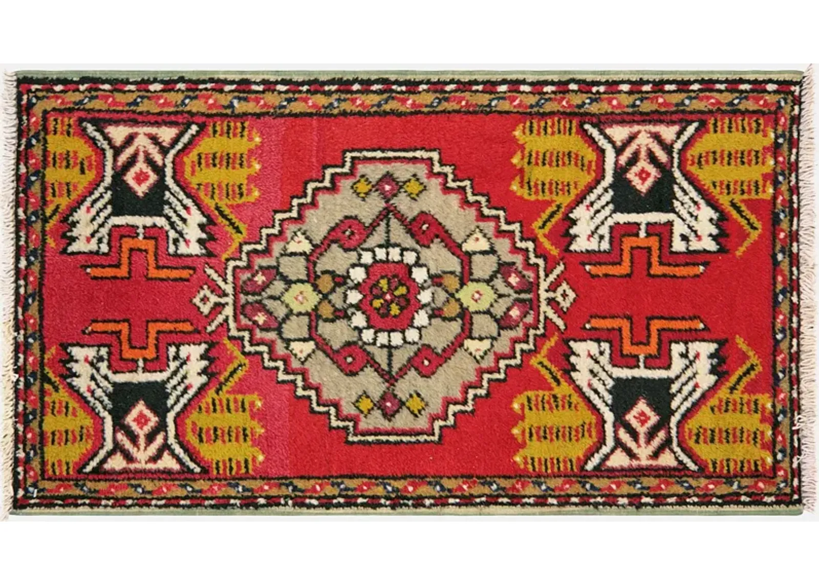 1960s Turkish Oushak Yastic - 1'9" x 3'3" - Nalbandian - Red