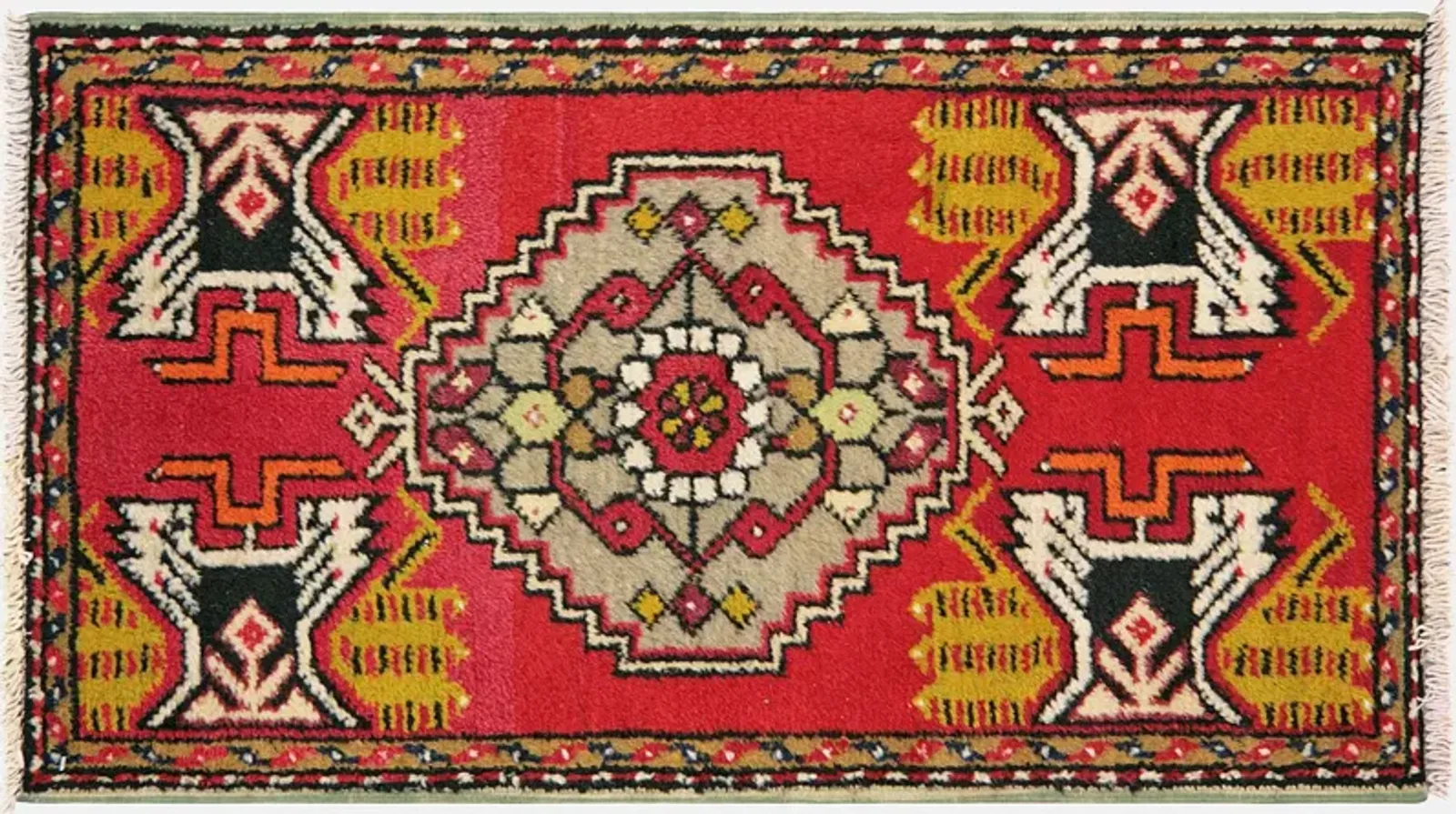 1960s Turkish Oushak Yastic - 1'9" x 3'3" - Nalbandian - Red