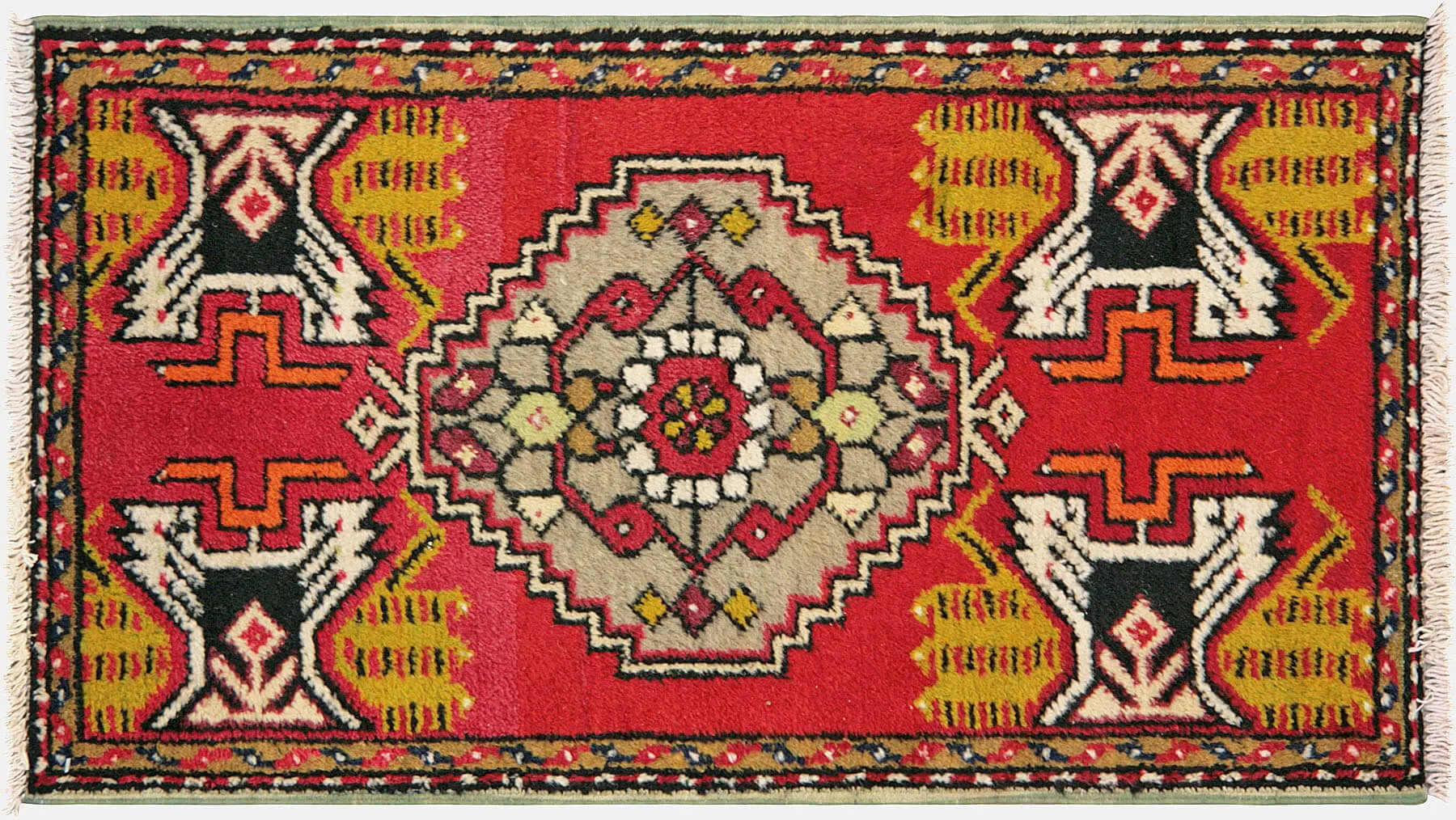 1960s Turkish Oushak Yastic - 1'9" x 3'3" - Nalbandian - Red