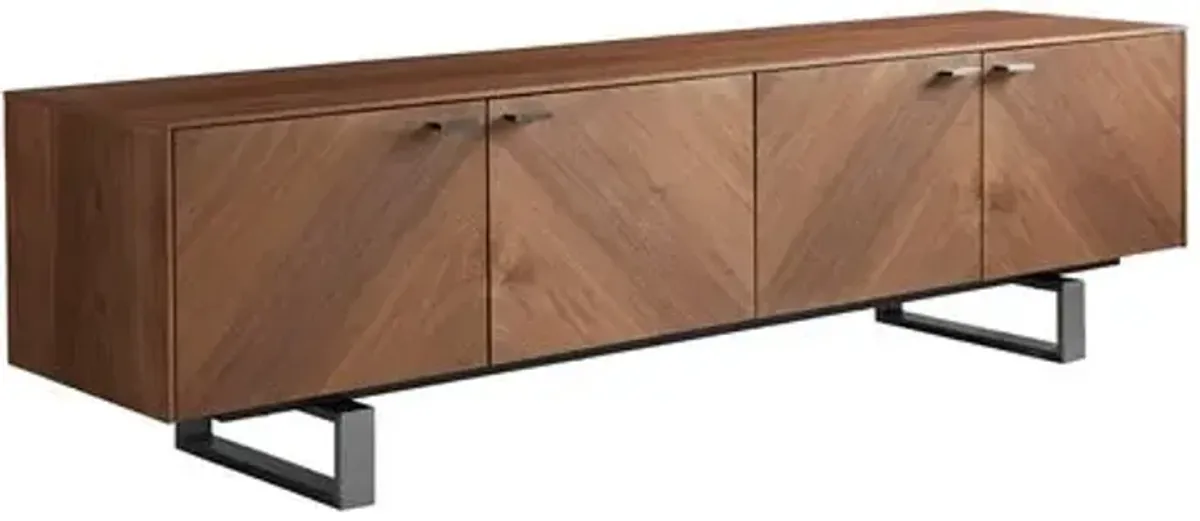 Brett 71" Media Stand - Walnut/Steel - Brown