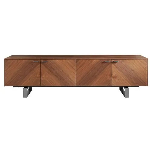 Brett 71" Media Stand - Walnut/Steel - Brown