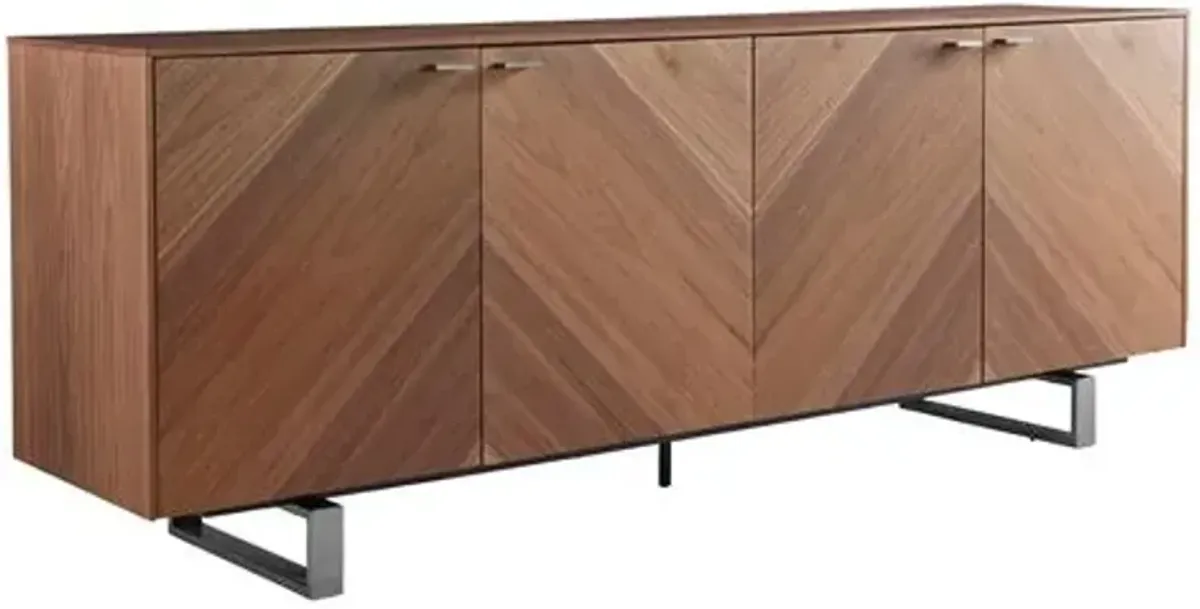 Brett 79" Sideboard - Walnut/Steel - Brown