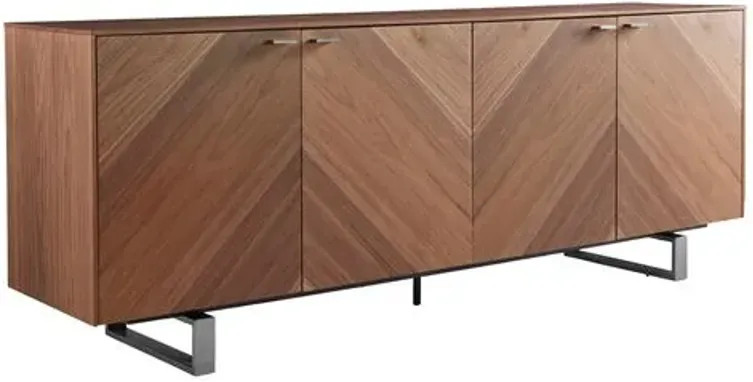 Brett 79" Sideboard - Walnut/Steel - Brown