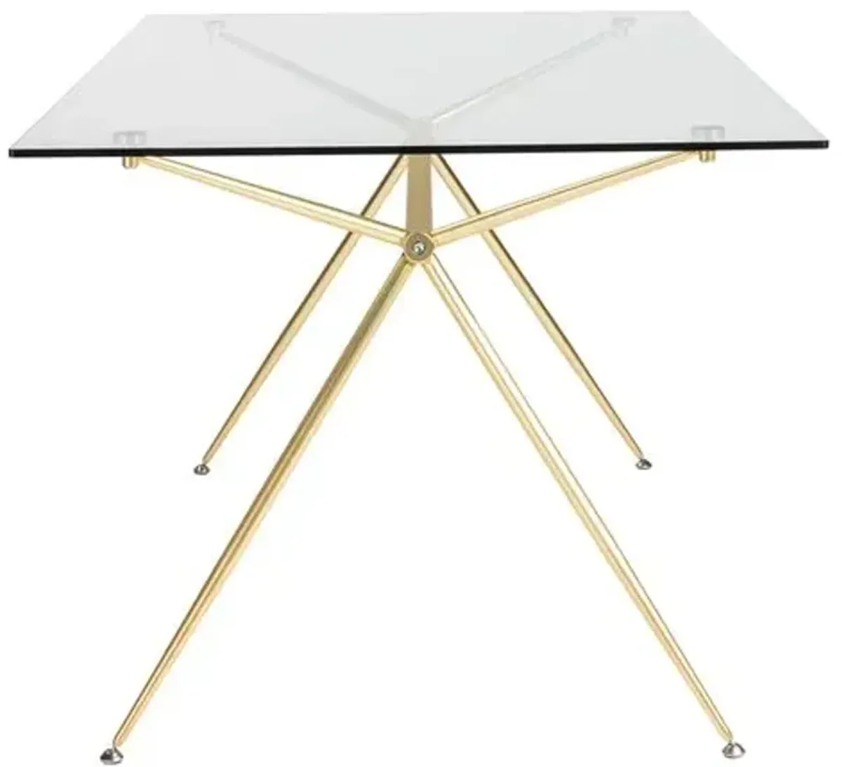 Flynn 60" Dining Table/Desk - Brushed Gold/Clear