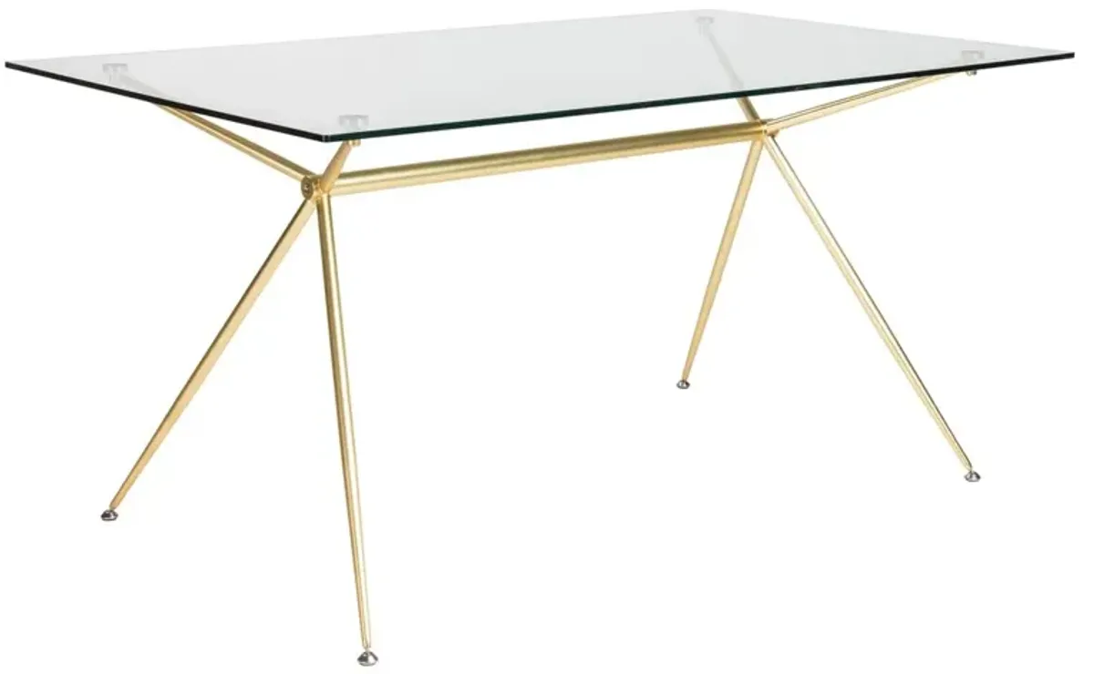 Flynn 60" Dining Table/Desk, Brushed Gold/Clear