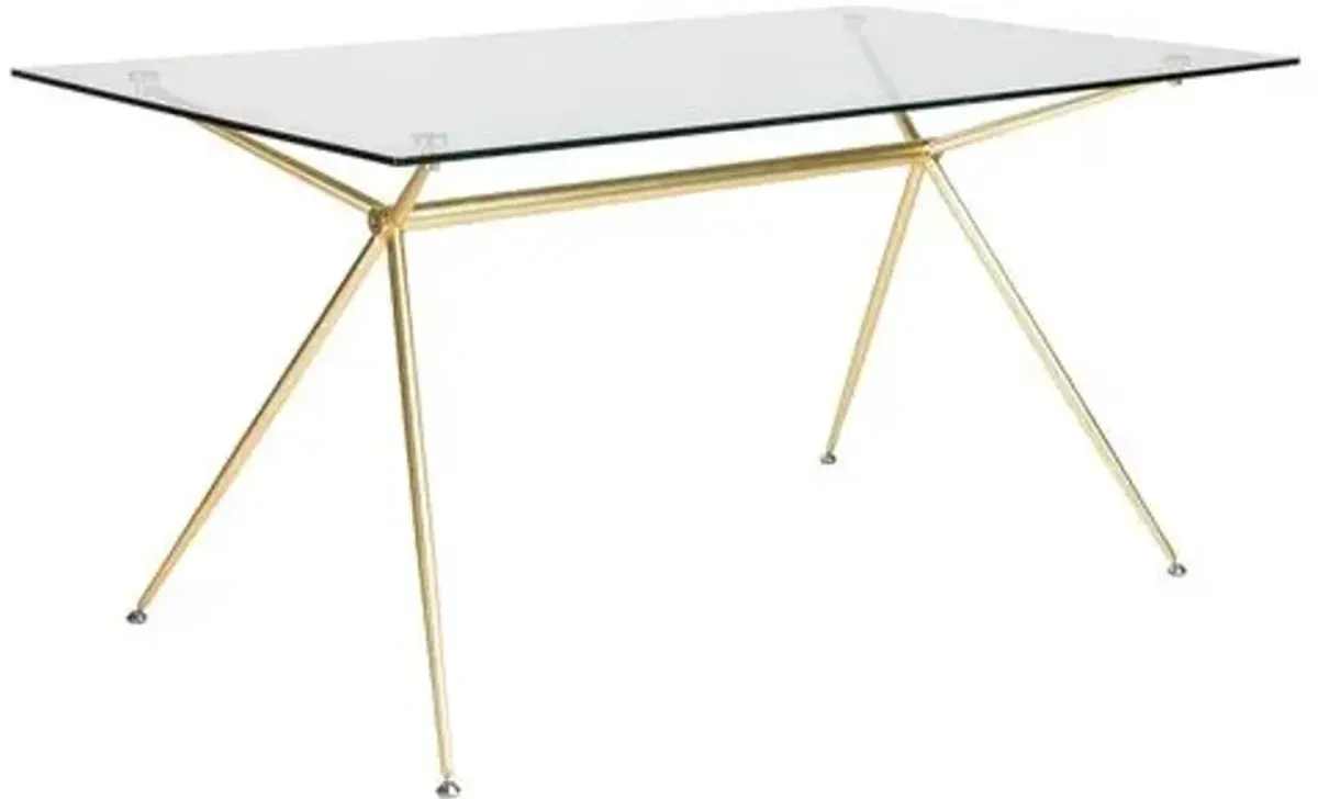 Flynn 60" Dining Table/Desk - Brushed Gold/Clear