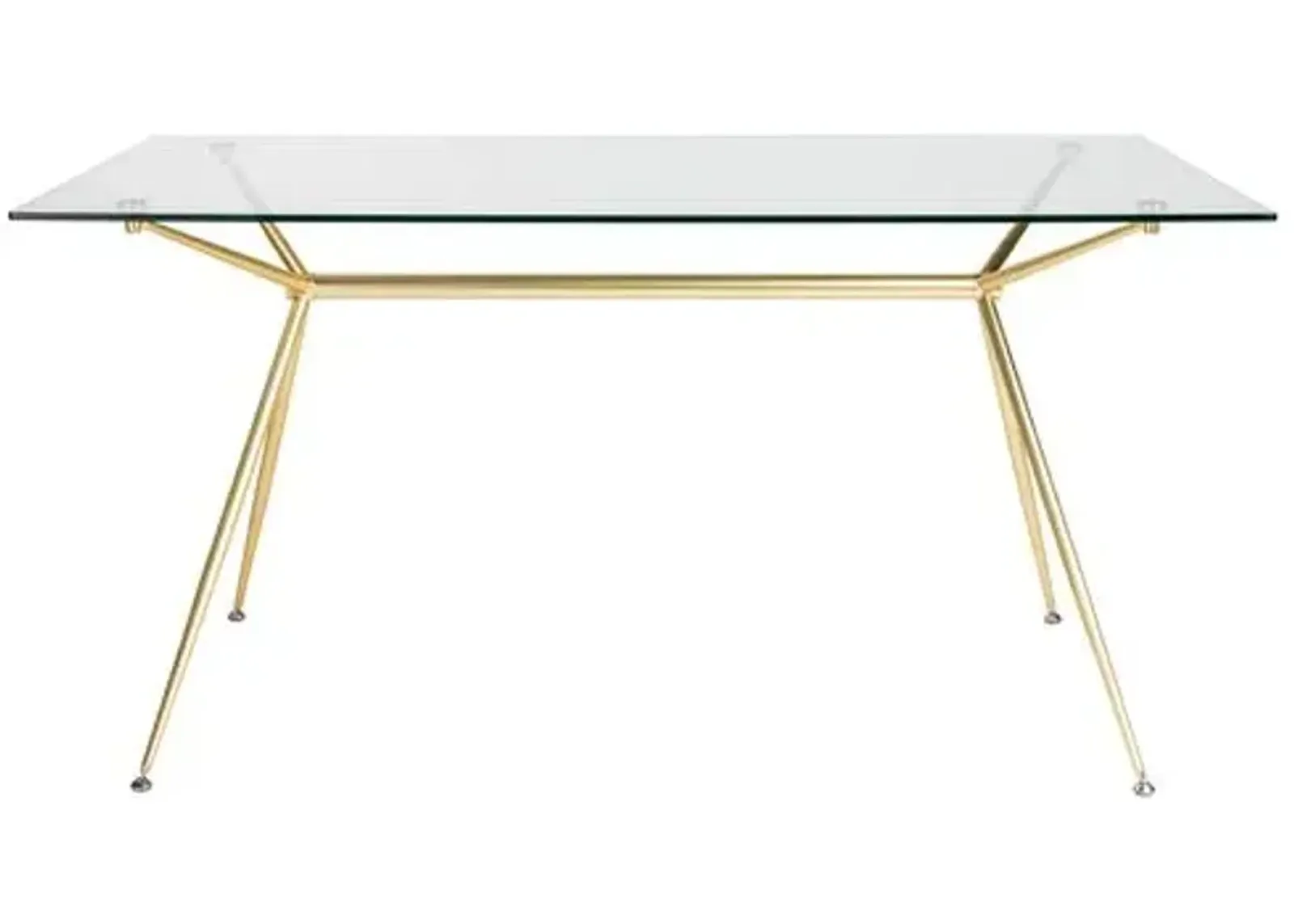 Flynn 60" Dining Table/Desk - Brushed Gold/Clear