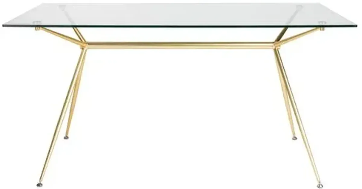 Flynn 60" Dining Table/Desk - Brushed Gold/Clear