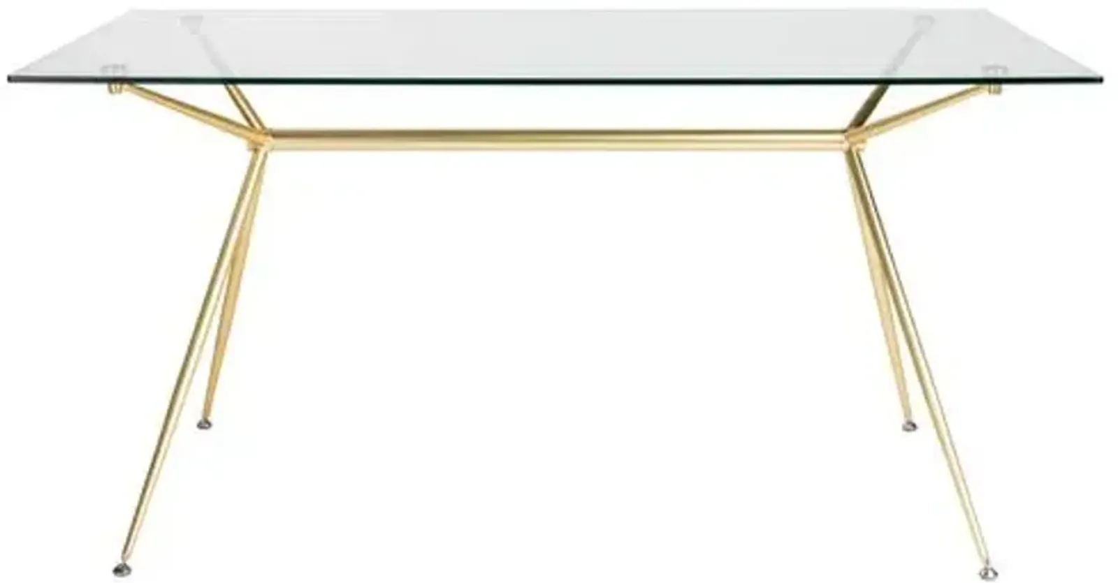 Flynn 60" Dining Table/Desk - Brushed Gold/Clear