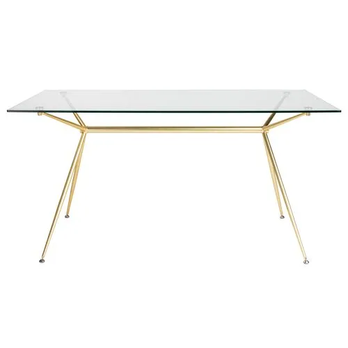 Flynn 60" Dining Table/Desk - Brushed Gold/Clear