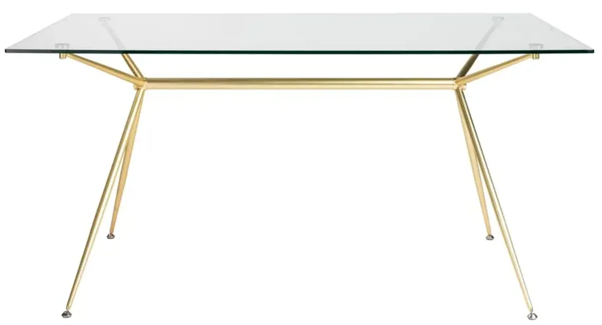 Flynn 60" Dining Table/Desk, Brushed Gold/Clear