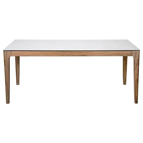 Miller 71" Dining Table - White Ceramic/Walnut