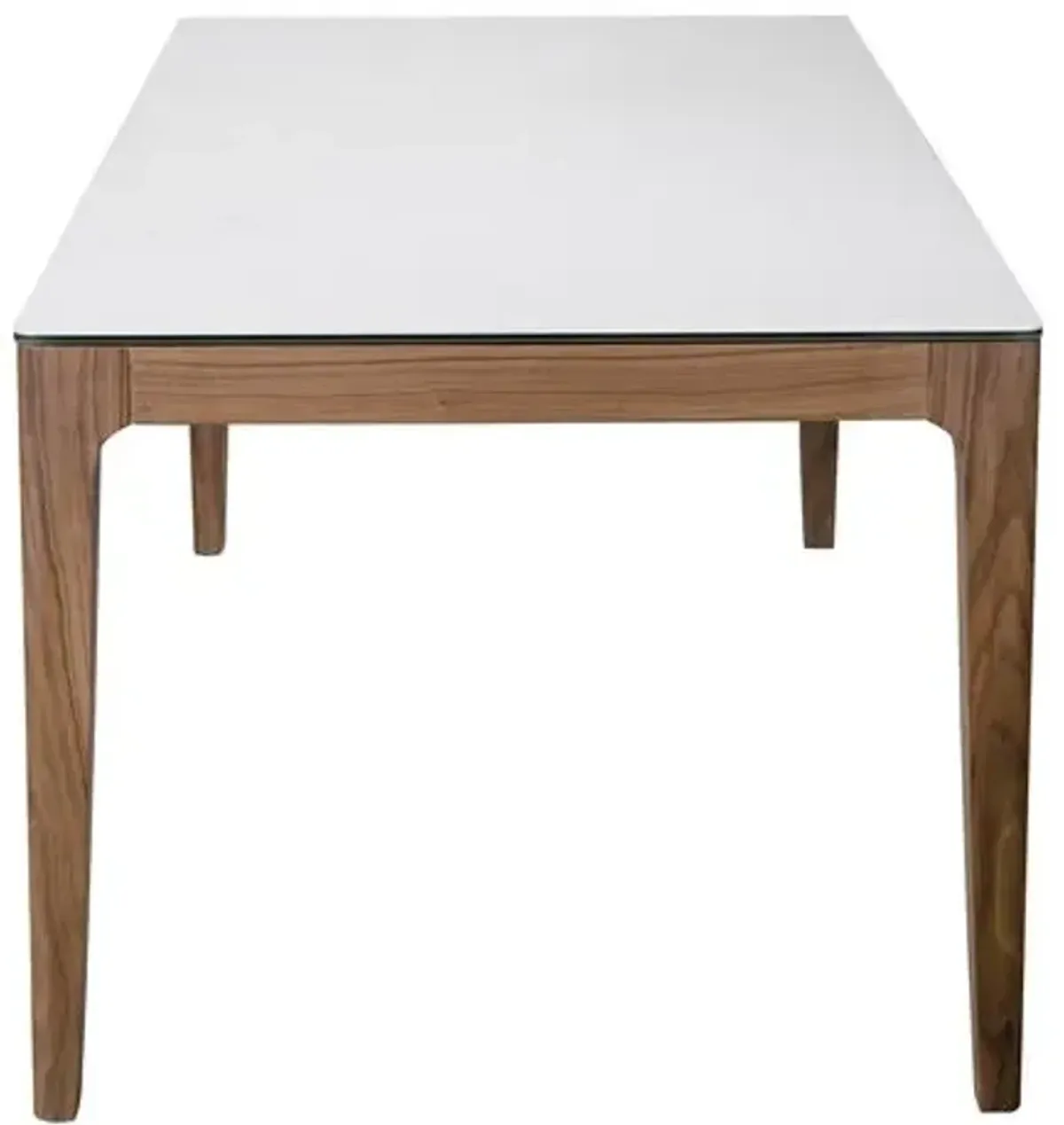 Miller 71" Dining Table - White Ceramic/Walnut