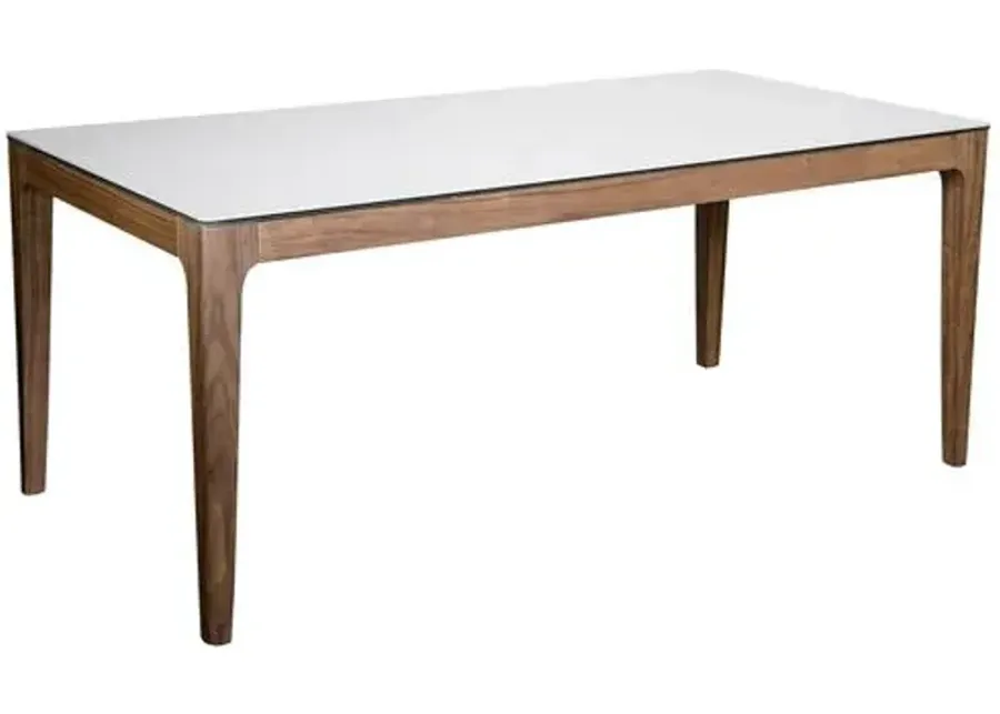 Miller 71" Dining Table - White Ceramic/Walnut