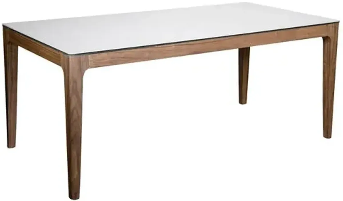 Miller 71" Dining Table - White Ceramic/Walnut