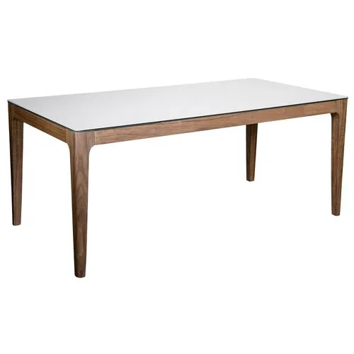 Miller 71" Dining Table - White Ceramic/Walnut