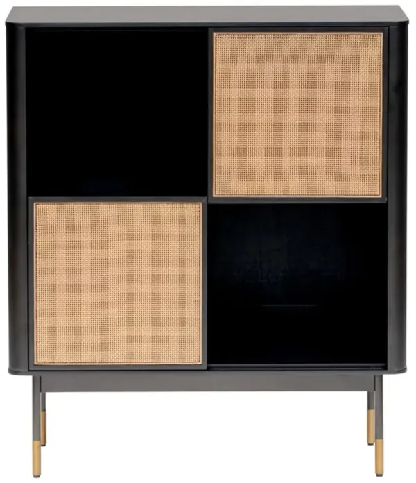 Omari 33" Cabinet, Black/Natural