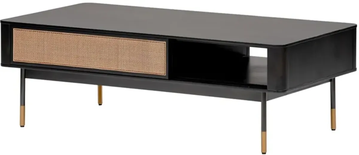 Omari 47" Coffee Table, Black/Natural