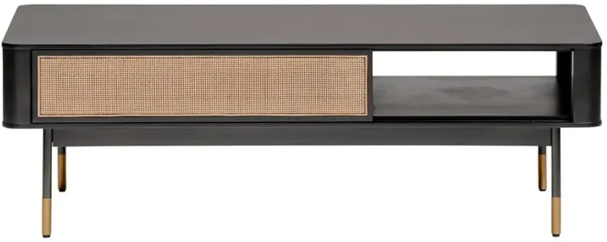 Omari 47" Coffee Table, Black/Natural