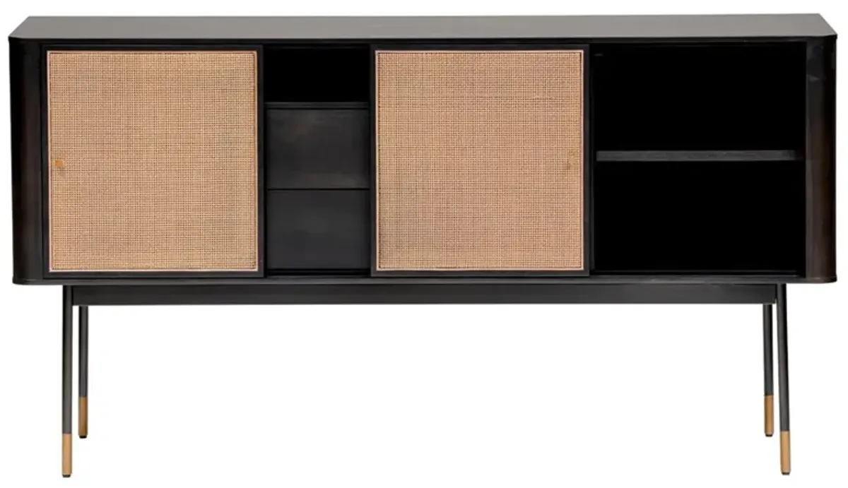 Omari 59" Sideboard, Black/Natural