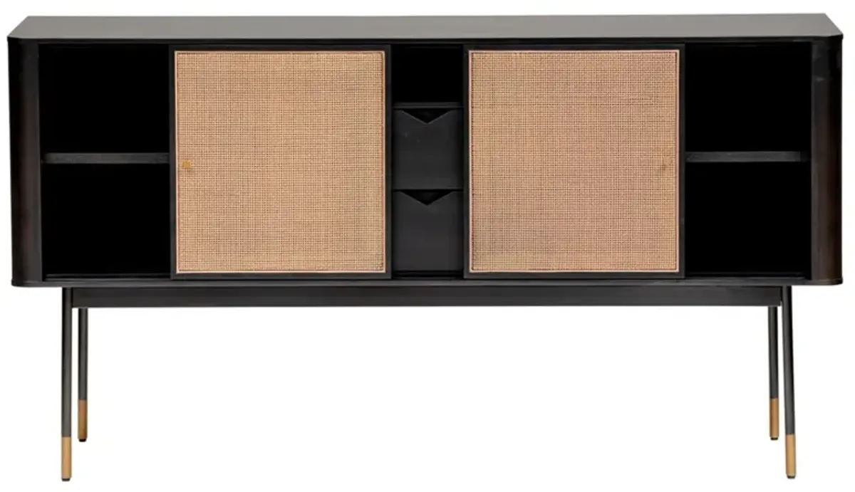 Omari 59" Sideboard, Black/Natural