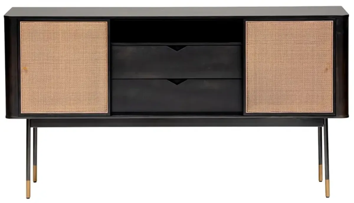 Omari 59" Sideboard, Black/Natural