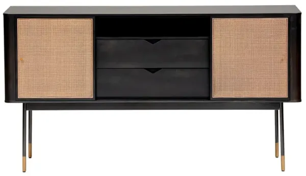 Omari 59" Sideboard, Black/Natural
