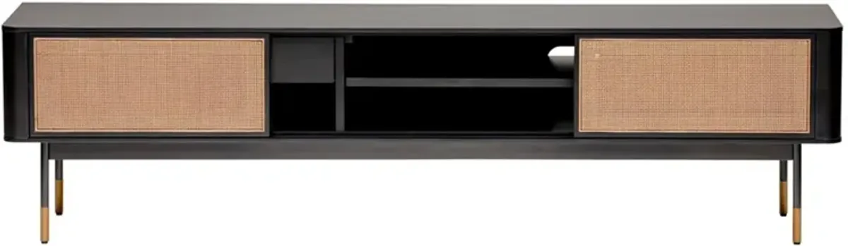 Omari 71" Media Stand, Black/Natural