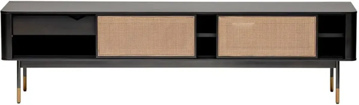 Omari 71" Media Stand, Black/Natural