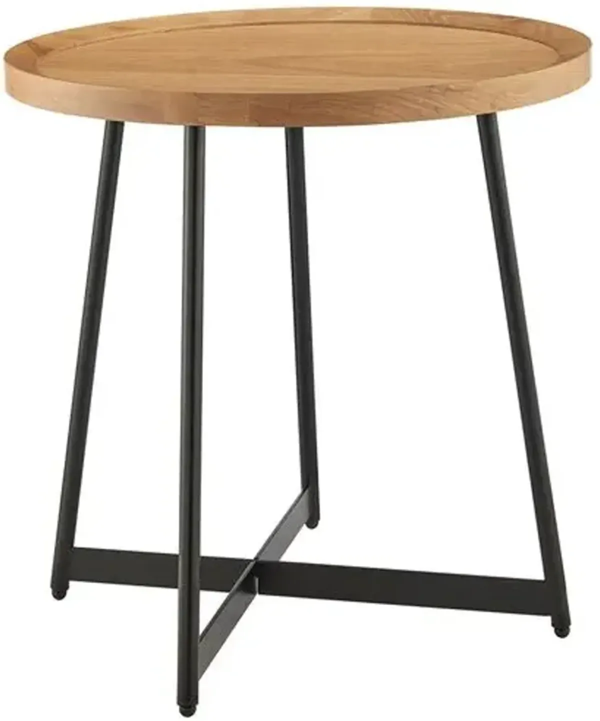 Rey 22" Round Side Table - Oak - Brown