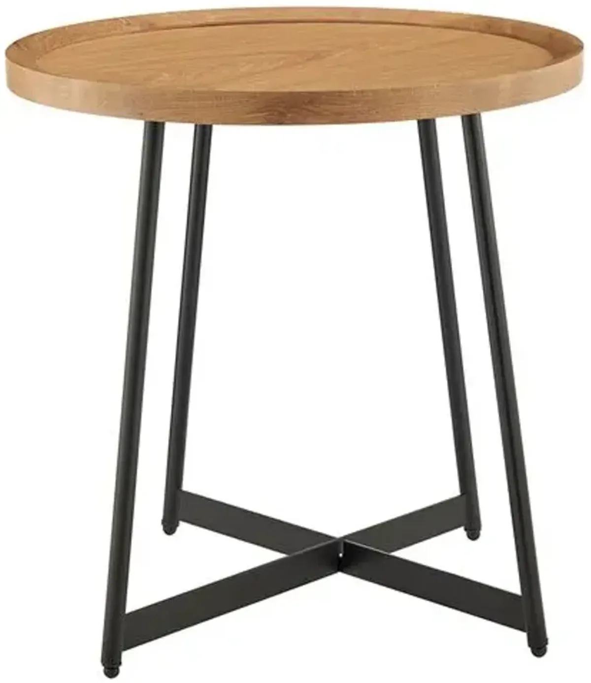 Rey 22" Round Side Table - Oak - Brown