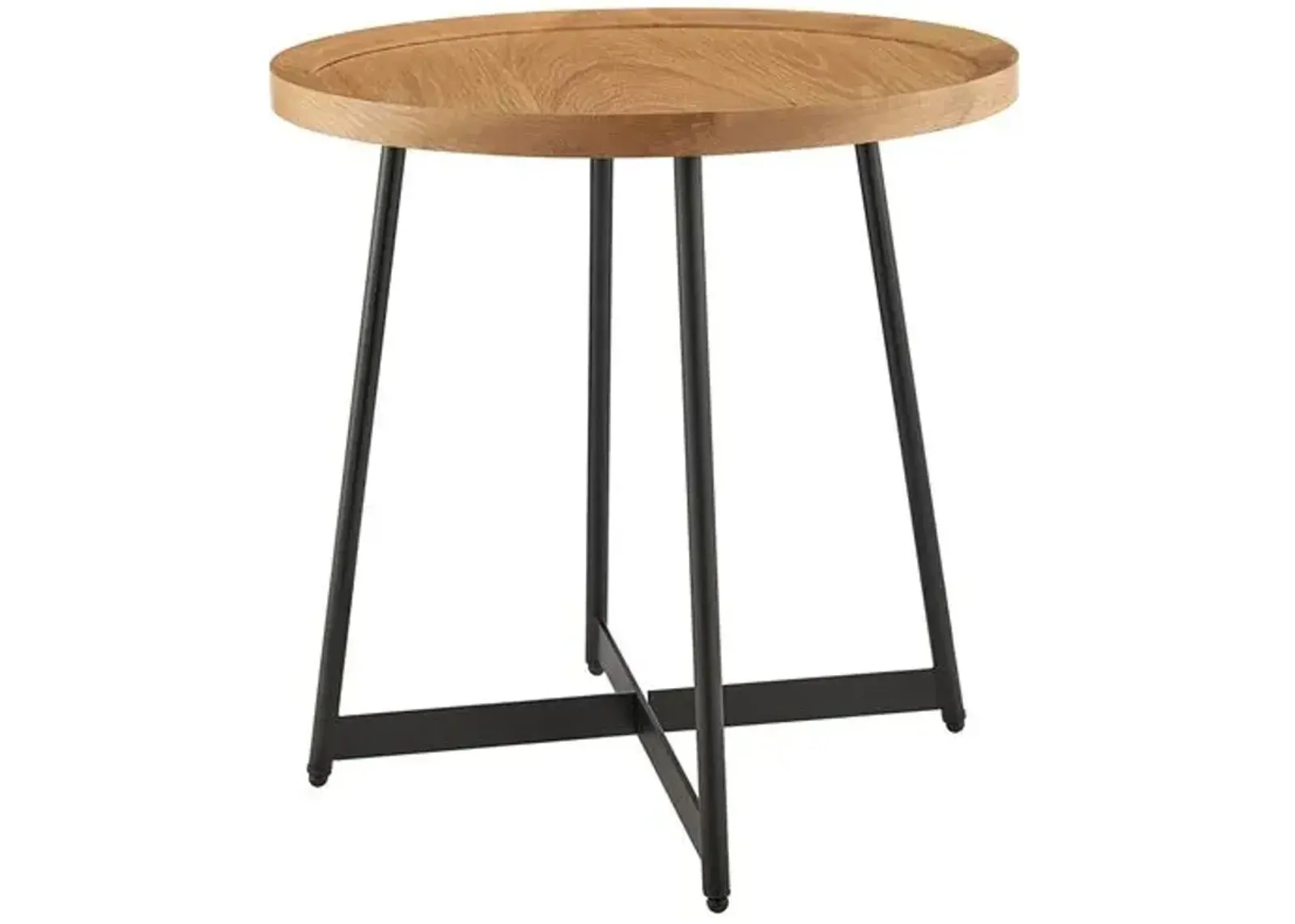 Rey 22" Round Side Table - Oak - Brown