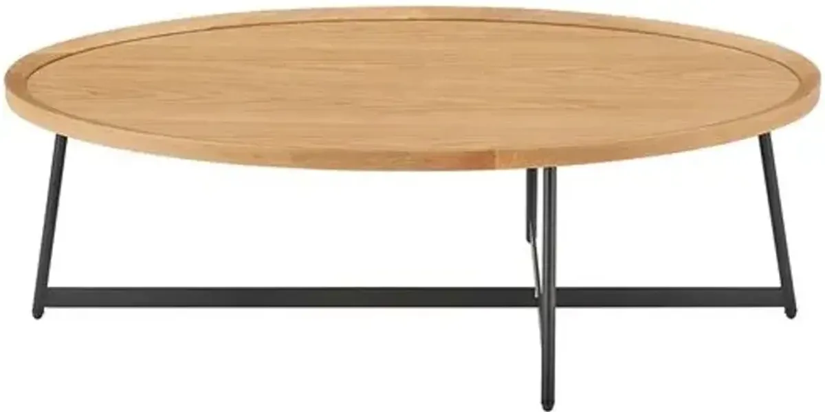 Rey 47" Oval Coffee Table - Oak - Beige