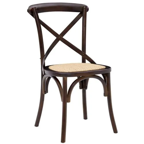 Set of 2 Alonzo Rattan Side Chairs - Walnut - Brown