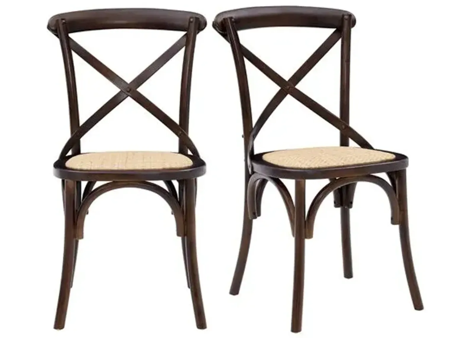 Set of 2 Alonzo Rattan Side Chairs - Walnut - Brown