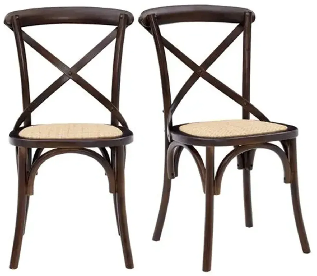 Set of 2 Alonzo Rattan Side Chairs - Walnut - Brown