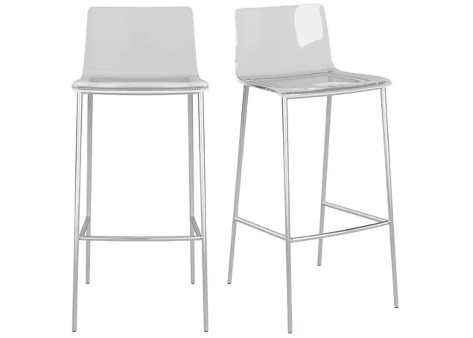 Set of 2 Dion Acrylic Barstools - Nickel - Clear