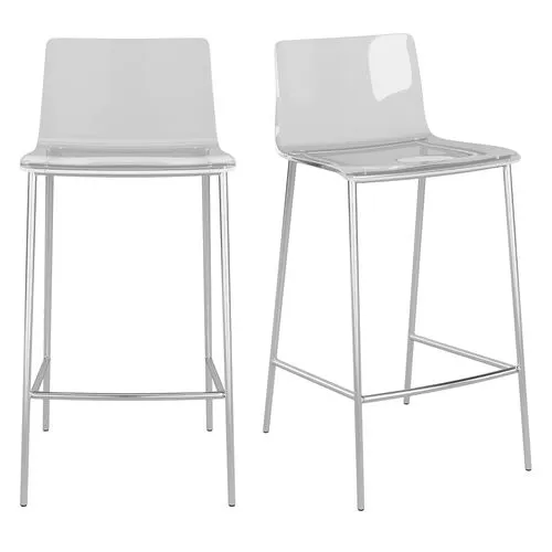 Set of 2 Dion Acrylic Counter Stools - Nickel