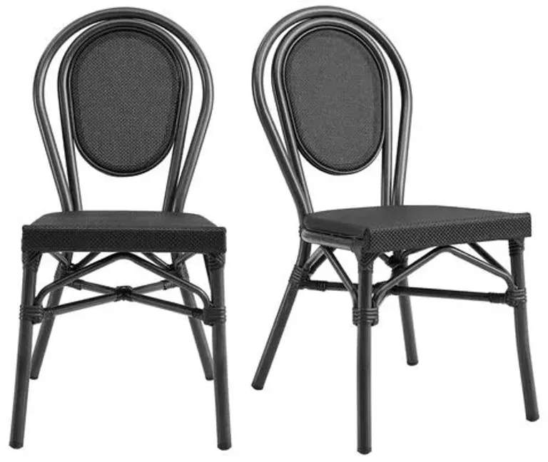 Set of 2 Joel Outdoor Side Chairs - Black