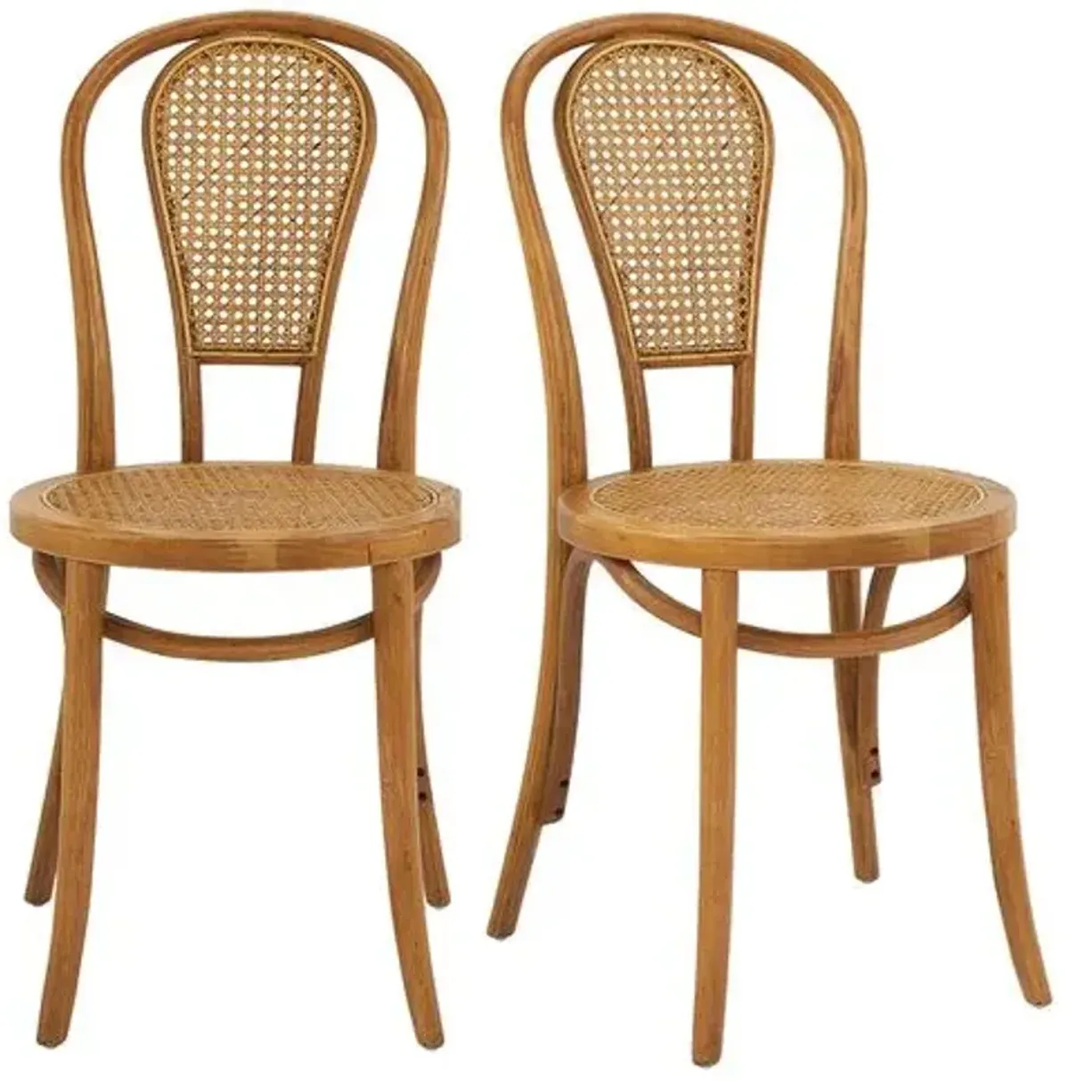 Set of 2 Wade Rattan Side Chairs - Walnut - Brown