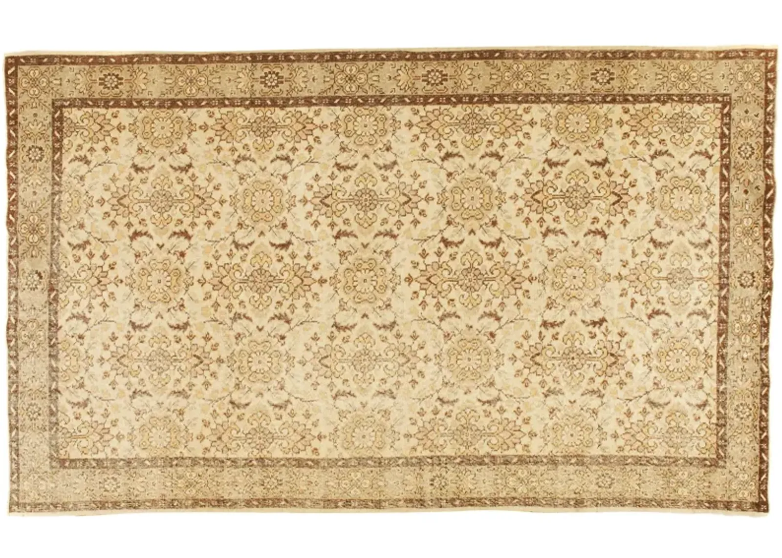 1940s Turkish Oushak Rug - 6'2 X 10'11 - beige - beige