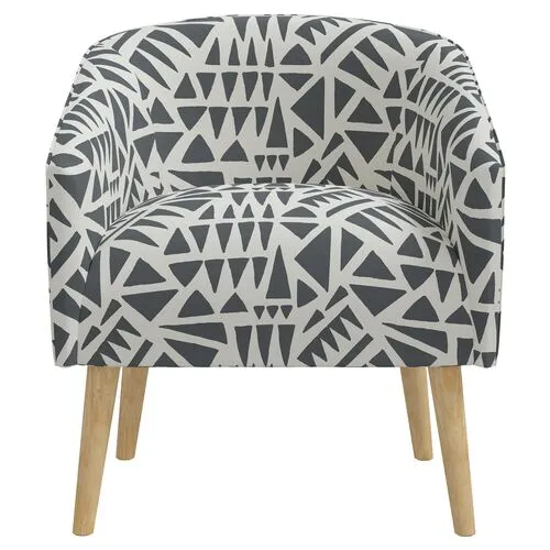 Leah Barrel Chair - Nairobi Charcoal - Gray