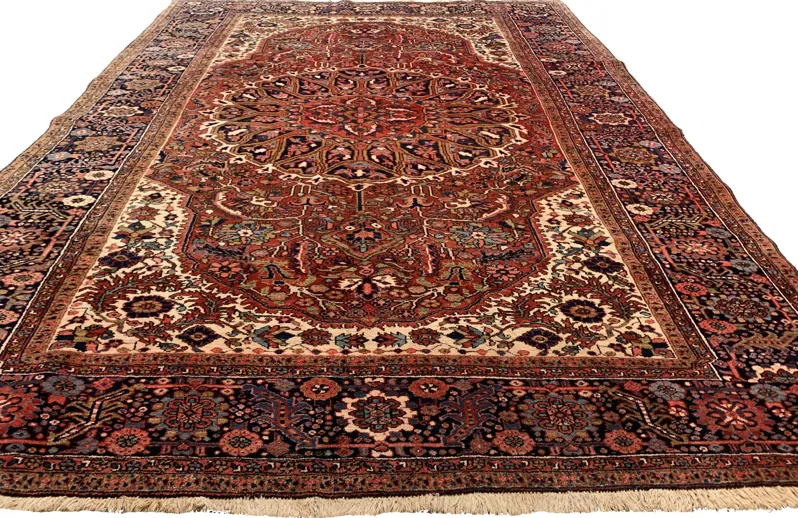 8'2x12' Persian Heriz Rug - Red - Red