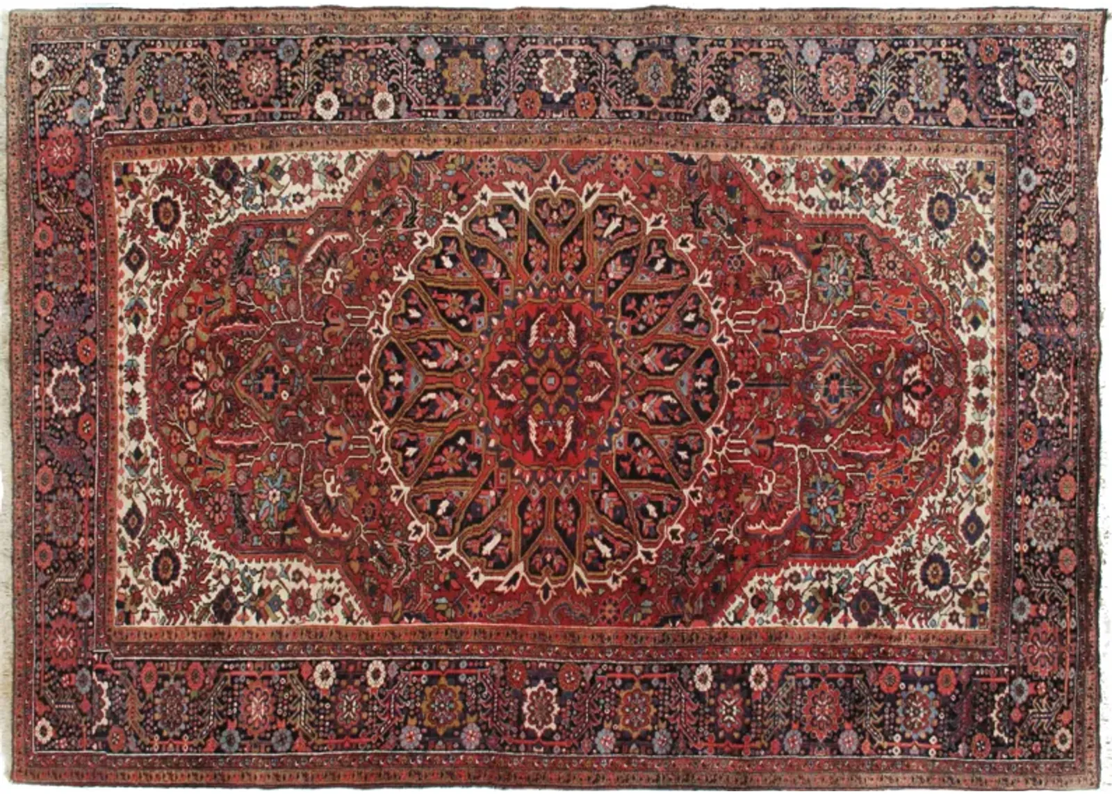 8'2x12' Persian Heriz Rug - Red - Red