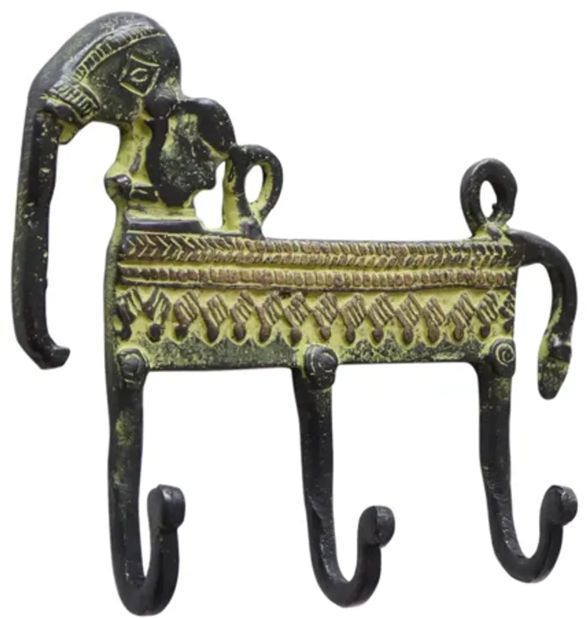 Bohemian Green Brass Elephant Wall Hooks - Interesting Things