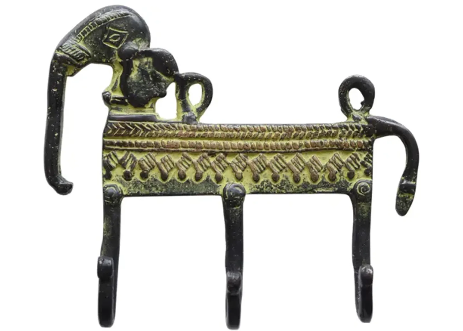 Bohemian Green Brass Elephant Wall Hooks - Interesting Things