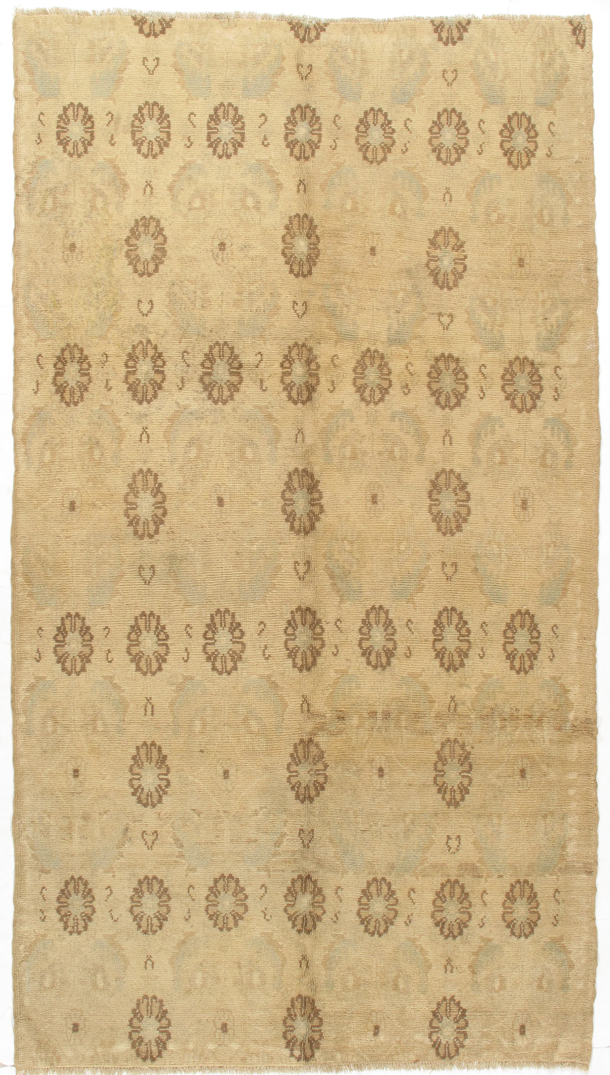 Turkish Hand Knotted Oushak Rug 5' X 9'1 - Brown - Brown