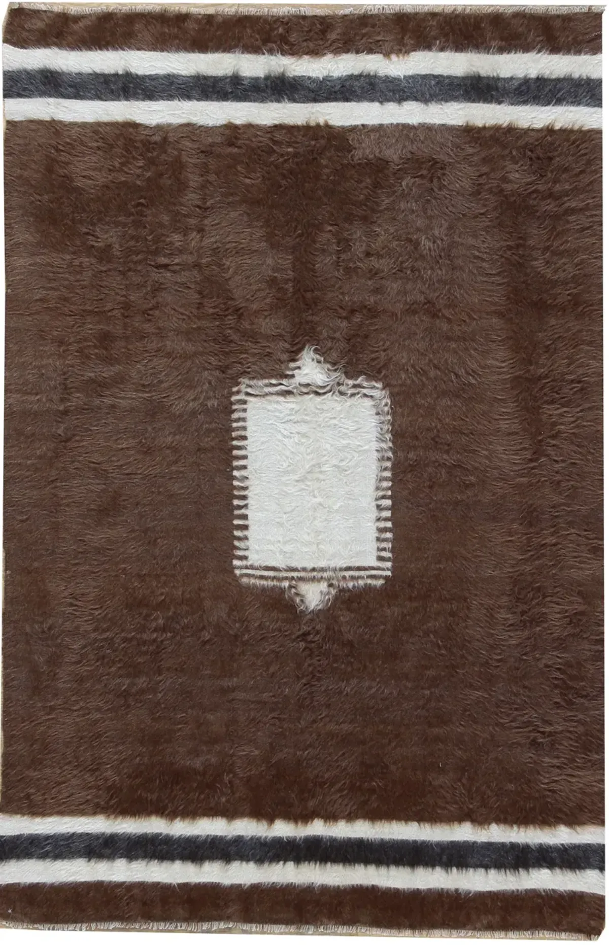 Turkish Brown Mohair Rug - 4' X 6'2 - Brown