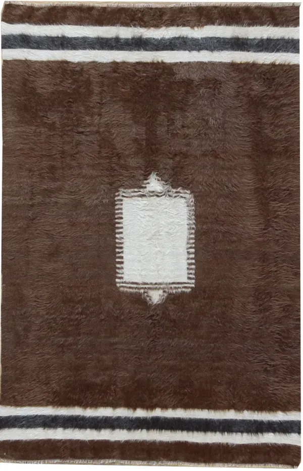 Turkish Brown Mohair Rug - 4' X 6'2 - Brown